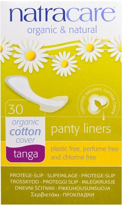 Natracare, Panty Liners, Organic Cotton Cover, Tanga, 30 Liners ,الصحة، المرأة