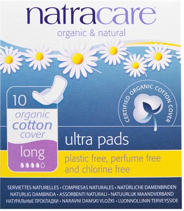 Natracare, Ultra Pads, Organic Cotton Cover, Long, 10 Pads ,الصحة، نساء، المرأة