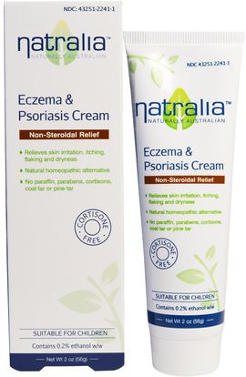 Natralia, Eczema & Psoriasis Cream, 2 oz (56 g) ,صحة الطفل، ديابيرينغ، كريامز حفاضات، حمام، الجمال، غسول الجسم، غسول الطفل