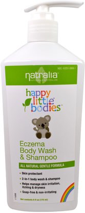Natralia, Happy Little Bodies, Eczema Body Wash & Shampoo, 6 fl oz (175 ml) ,حمام، جمال، شامبو، أطفال شامبو، هلام الاستحمام، الاطفال غسل الجسم، استحمام الطفل هلام