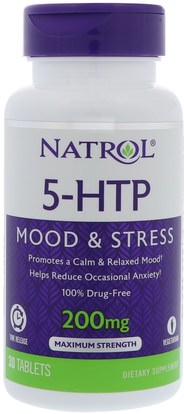 Natrol, 5-HTP TR, Time Release, 200 mg, 30 Tablets ,المكملات الغذائية، 5-هتب