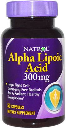 Natrol, Alpha Lipoic Acid, 300 mg, 50 Capsules ,والمكملات الغذائية، ومضادات الأكسدة، ألفا حمض ليبويك، ألفا حمض ليبويك 300 ملغ