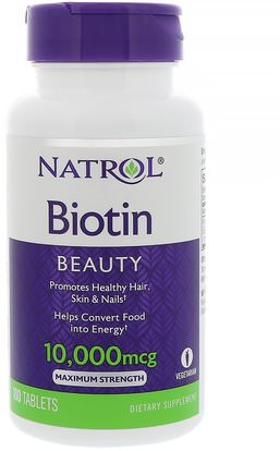 Natrol, Biotin, 10,000 mcg, 100 Tablets ,الفيتامينات، فيتامين ب، البيوتين
