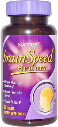 Natrol, BrainSpeed Memory, 60 Tablets ,الصحة، اضطراب نقص الانتباه، إضافة، أدهد، الدماغ، الذاكرة، الأعشاب، هوبرزين (هوبرزين)