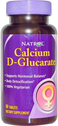 Natrol, Calcium D-Glucarate, 60 Tablets ,المكملات الغذائية، والمعادن، والكالسيوم د غلوكاريت، والصحة، والمرأة
