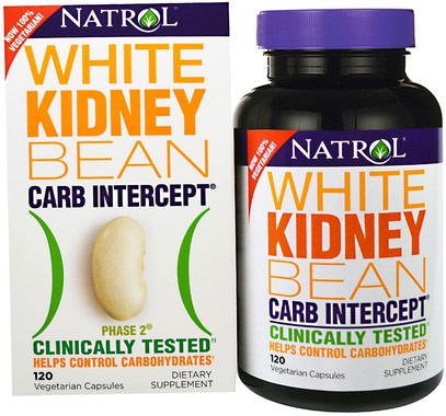 Natrol, Carb Intercept, Phase 2 White Kidney Bean, 120 Veggie Caps ,والمكملات الغذائية، والفاصوليا البيضاء استخراج الكلى المرحلة 2، والصحة، والنظام الغذائي