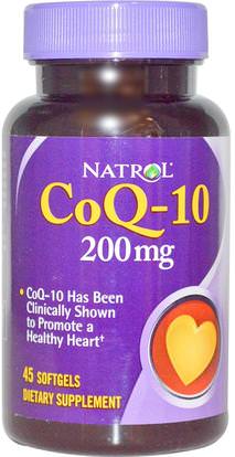 Natrol, Co-Q10, 200 mg, 45 Softgels ,المكملات الغذائية، أنزيم q10، coq10 200 ملغ