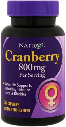 Natrol, Cranberry, 800 mg, 30 Capsules ,الأعشاب، عصير التوت البري استخراج