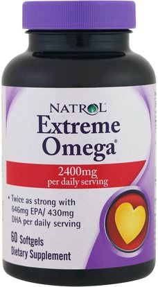 Natrol, Extreme Omega, 2,400 mg, 60 Softgels ,المكملات الغذائية، إيفا أوميجا 3 6 9 (إيبا دا)، زيت السمك