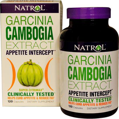 Natrol, Garcinia Cambogia Extract, Appetite Intercept, 120 Capsules ,فقدان الوزن، والنظام الغذائي، غاركينيا كامبوجيا