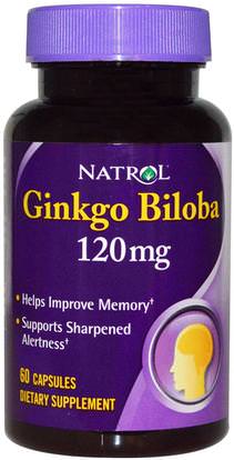 Natrol, Ginkgo Biloba, 120 mg, 60 Capsules ,الأعشاب، الجنكة، بيلوبا