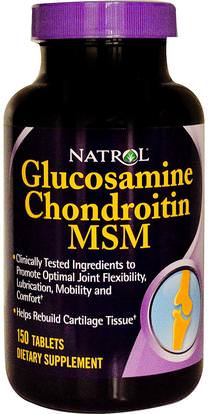 Natrol, Glucosamine Chondroitin MSM, 150 Tablets ,المكملات الغذائية، شوندروتن الجلوكوزامين