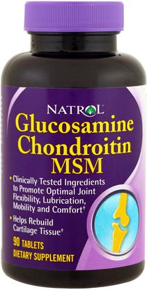 Natrol, Glucosamine Chondroitin MSM, 90 Tablets ,المكملات الغذائية، الجلوكوزامين