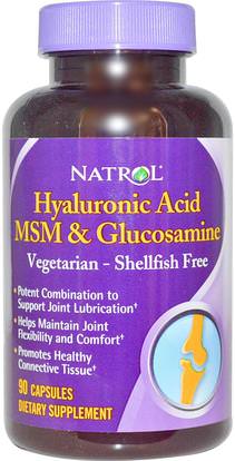Natrol, Hyaluronic Acid MSM & Glucosamine, 90 Capsules ,المكملات الغذائية، الجلوكوزامين، التهاب المفاصل