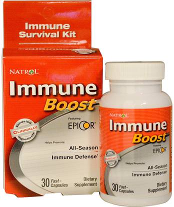 Natrol, Immune Boost, Featuring EpiCor, 30 Fast-Capsules ,والصحة، والانفلونزا الباردة والفيروسية، إبيكور، جهاز المناعة