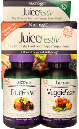 Natrol, JuiceFestiv, The Ultimate Fruit and Veggie Super Food, 2 Bottles, 60 Capsules Each ,المكملات الغذائية، سوبرفوودس
