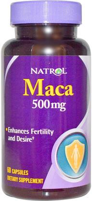 Natrol, Maca, 500 mg, 60 Capsules ,الصحة، الرجال، الببغاء، المكملات الغذائية، أدابتوغين