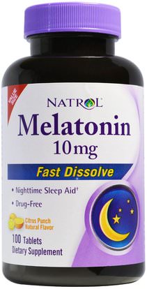 Natrol, Melatonin Fast Dissolve, Citrus Punch Natural Flavor, 10 mg, 100 Tablets ,المكملات الغذائية، الميلاتونين