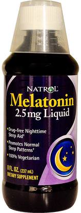 Natrol, Melatonin, Liquid, 2.5 mg, 8 fl oz (237 ml) ,المكملات الغذائية، الميلاتونين السائل