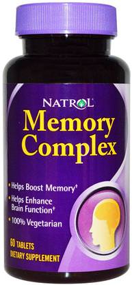 Natrol, Memory Complex, 60 Tablets ,الصحة، اضطراب نقص الانتباه، إضافة، أدهد، الدماغ، فينبوسيتين، الذاكرة