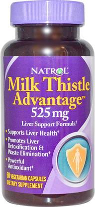 Natrol, Milk Thistle Advantage, 525 mg, 60 Veggie Caps ,الصحة، السموم، الحليب الشوك (سيليمارين)