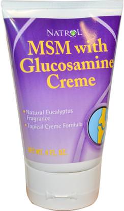 Natrol, MSM with Glucosamine Creme, 4 fl oz ,المكملات الغذائية، الجلوكوزامين، التهاب المفاصل