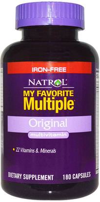 Natrol, My Favorite Multiple, Original, Multivitamin, Iron-Free, 180 Capsules ,الفيتامينات، الفيتامينات
