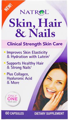 Natrol, Skin, Hair & Nails, Clinical Strength Skin Care, 60 Capsules ,الصحة، المرأة، الجلد، مكملات الشعر، مكملات الأظافر، ملاحق الجلد