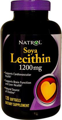 Natrol, Soya Lecithin, 1200 mg, 120 Softgels ,المكملات الغذائية، الليسيثين