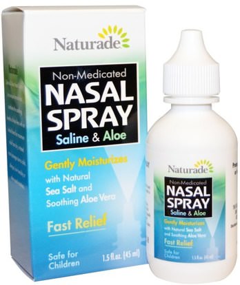 Naturade, Nasal Spray, Saline & Aloe, 1.5 fl oz (45 ml) ,الصحة، صحة الأنف، بخاخ الأنف