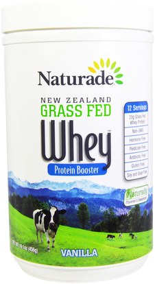 Naturade, New Zealand Grass Fed Whey Protein Booster, Vanilla, 16.1 oz (456 g) ,المكملات الغذائية، بروتين مصل اللبن