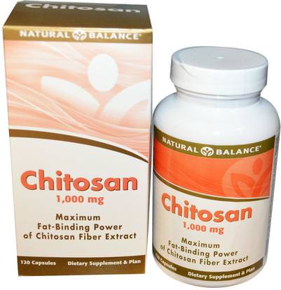 Natural Balance, Chitosan, 1,000 mg, 120 Capsules ,وفقدان الوزن، والنظام الغذائي، الشيتوزان، والصحة
