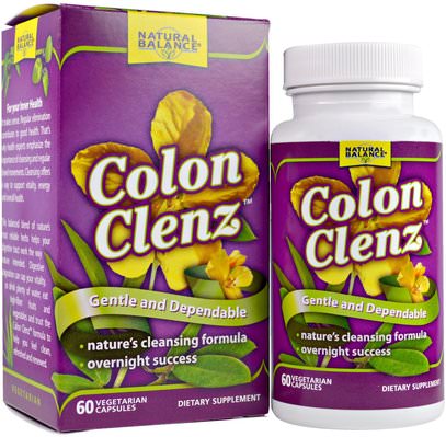 Natural Balance, Colon Clenz, 60 Vegetarian Capsules ,الصحة، السموم، تطهير القولون