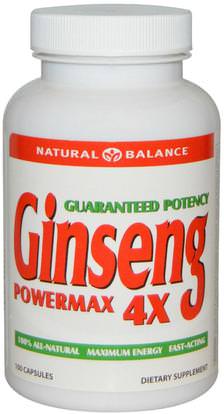 Natural Balance, Ginseng Powermax 4X, 100 Veggie Caps ,والصحة، والدماغ والوظيفة المعرفية