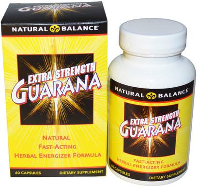 Natural Balance, Guarana, Extra Strength, 60 Veggie Caps ,الأعشاب، غرنا، الصحة