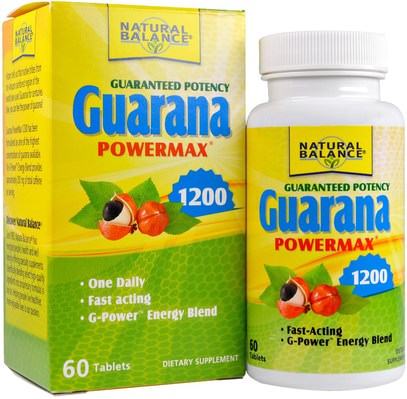Natural Balance, Guarana Powermax 1200, 60 Tablets ,الأعشاب، غرنا
