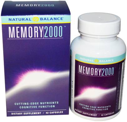 Natural Balance, Memory 2000, 42 Veggie Capsules ,والصحة، واضطراب نقص الانتباه، إضافة، أدهد، الدماغ