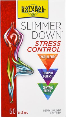 Natural Balance, Slimmer Down Stress Control, 60 Veggie Caps ,والصحة، والنظام الغذائي، والمكملات الغذائية