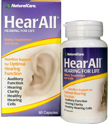 Natural Care, HearAll, 60 Capsules ,الصحة، اضطراب نقص الانتباه، إضافة، أدهد، الدماغ، فينبوشيتين، الأذن السمع وطنين