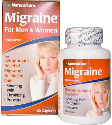 Natural Care, Migraine, For Men and Women, 60 Capsules ,والمكملات الغذائية، المثلية، والصحة، والصداع