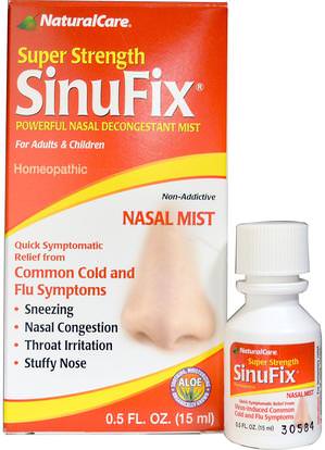 Natural Care, Super Strength SinuFix, Powerful Nasal Decongestant Mist, 0.5 fl oz (15 ml) ,الصحة، صحة الأنف، بخاخ الأنف