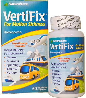 Natural Care, VertiFix, For Motion Sickness, 60 Veggie Caps ,الصحة، اضطراب نقص الانتباه، إضافة، أدهد، الدماغ، فينبوسيتين، الإغاثة الغثيان