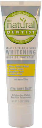 Natural Dentist, Healthy Teeth & Gums Whitening Fluoride Toothpaste, Peppermint Twist, 5.0 oz (142 g) ,حمام، الجمال، معجون الأسنان، العناية بالأسنان عن طريق الفم، تبييض الأسنان