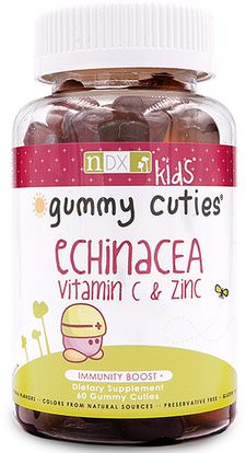 Natural Dynamix, Gummy Cuties, Kids Echinacea, Vitamin C & Zinc, 60 Gummy Cuties ,صحة الأطفال، مكملات الأطفال، مضادات الأكسدة، الكركمين