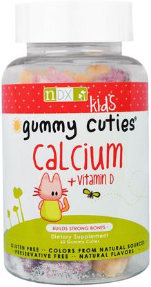 Natural Dynamix, Kids Gummy Cuties, Calcium + Vitamin D, 60 Gummy Cuties ,الفيتامينات، فيتامين d3، فيتامين د غوميس، صحة الأطفال، أطفال غوميز