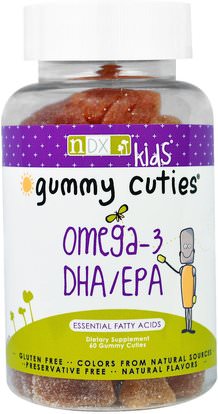 Natural Dynamix, Kids, Gummy Cuties, Omega-3 DHA/EPA, 60 Gummy Cuties ,صحة الأطفال، مكملات الأطفال، إيفا أوميجا 3 6 9 (إيبا دا)، أوميغا 369 غوميز