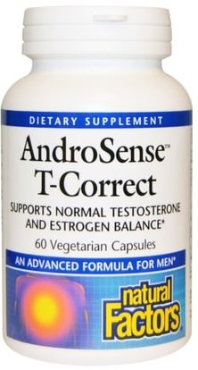 Natural Factors, AndroSense T-Correct, 60 Veggie Caps ,الصحة، الرجال، التستوستيرون