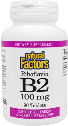 Natural Factors, B2 Riboflavin, 100 mg, 90 Tablets ,الفيتامينات، فيتامين ب، فيتامين b2 - الريبوفلافين