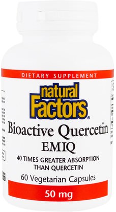 Natural Factors, Biaoctive Quercetin EMIQ, 50 mg, 60 Veggie Caps ,والصحة، والحساسية، والحساسية