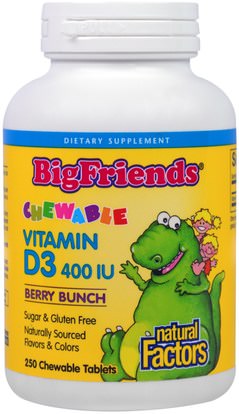 Natural Factors, Big Friends, Chewable Vitamin D3, Berry Bunch, 400 IU, 250 Chewable Tablets ,الفيتامينات، فيتامين d3